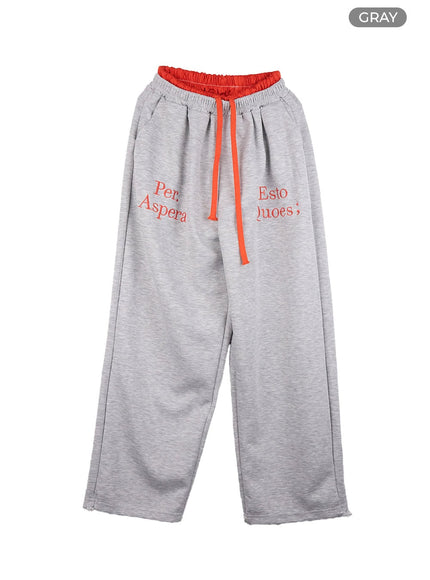 cozy-letter-print-sweatpants-co418 / Gray