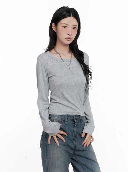 basic-long-sleeve-top-cs526-1 / Gray