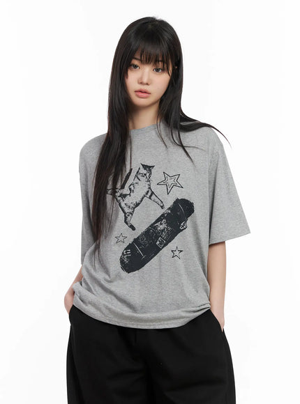 graphic-skateboarding-t-shirt-cm513 / Gray