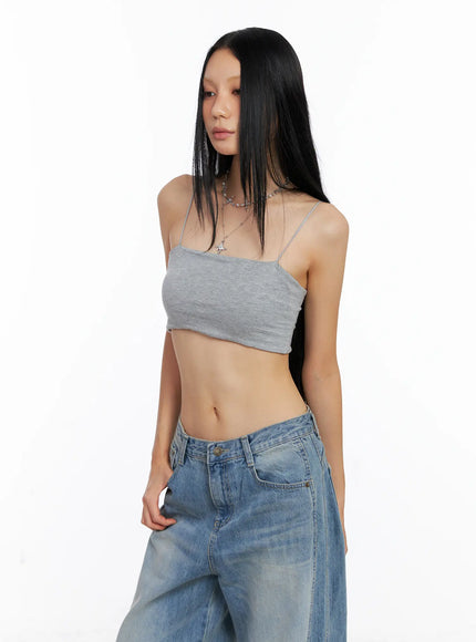 essential-spaghetti-strap-crop-top-cs511 / Gray