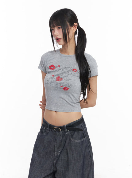 kiss-graphic-slim-fit-tee-cy514 / Gray