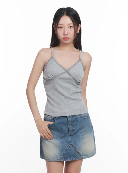 lace-trim-sweetheart-cami-cu516 / Gray