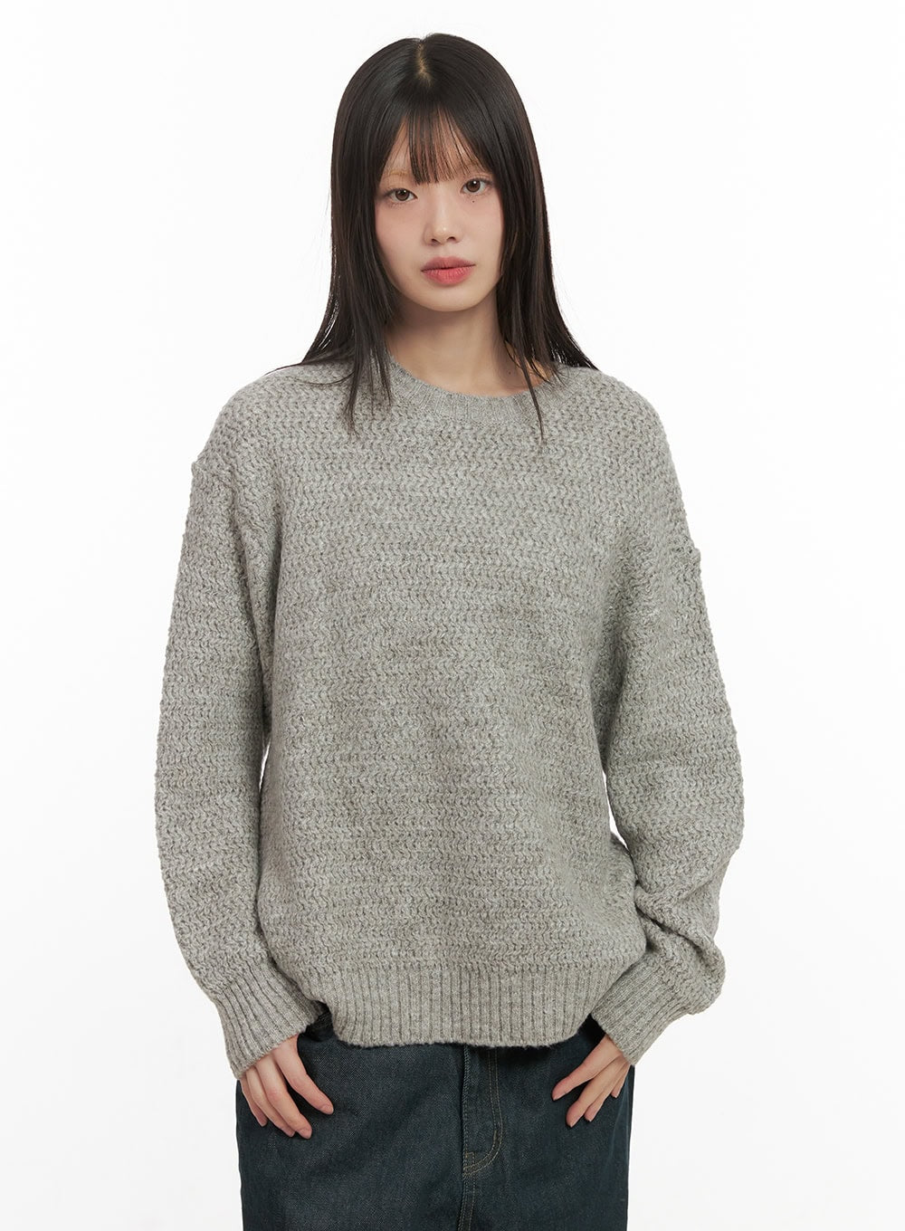 oversized-mohair-blend-sweater-cd425 / Gray