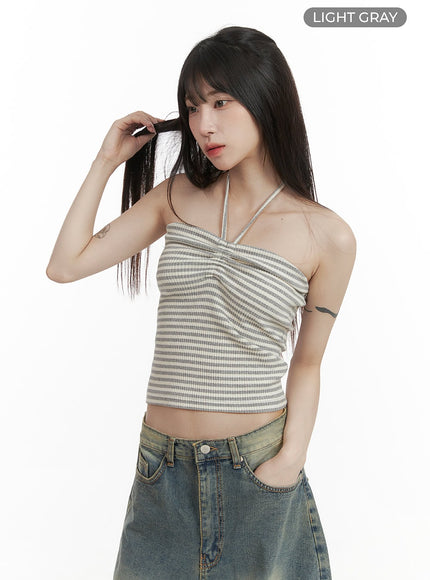 striped-halter-top-cy407 / Light Gray