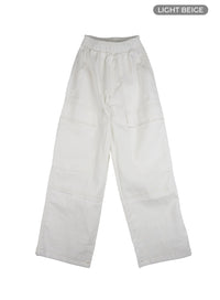 banding-stitch-detail-cargo-baggy-jeans-cu421 / Light beige