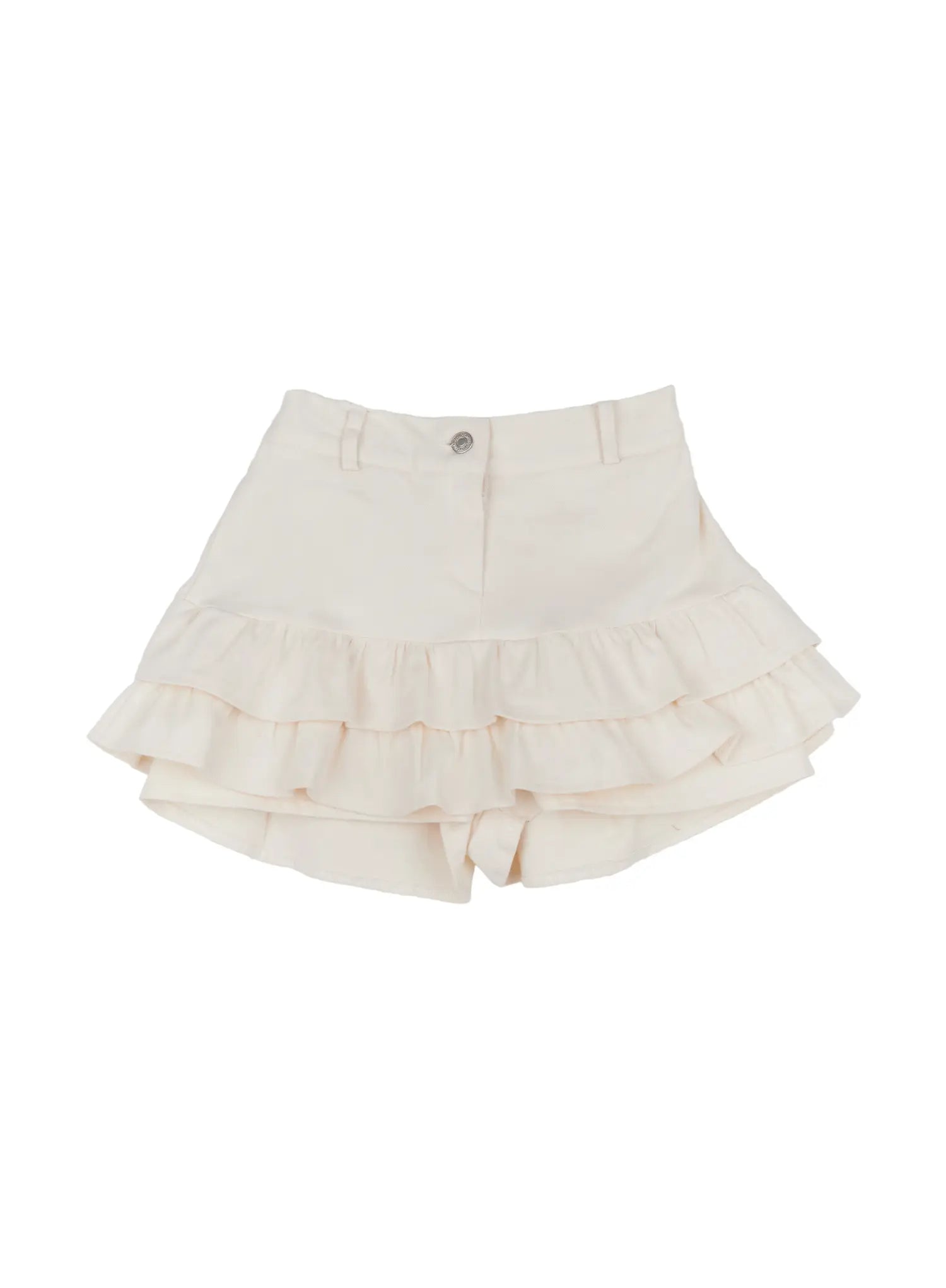 frill-hem-fleece-lined-mini-skirt-cn520 / Light beige