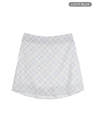 checkered-bliss-mini-skirt-ou419 / Light blue