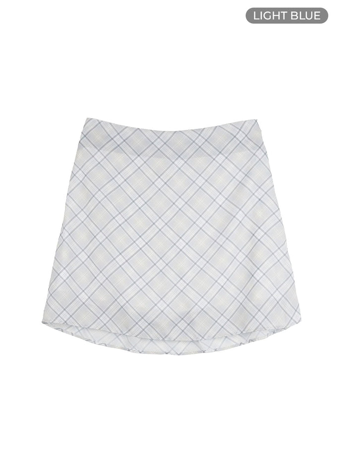 checkered-bliss-mini-skirt-ou419 / Light blue