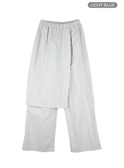 wrap-midi-skirt-with-pants-ol430 / Light blue