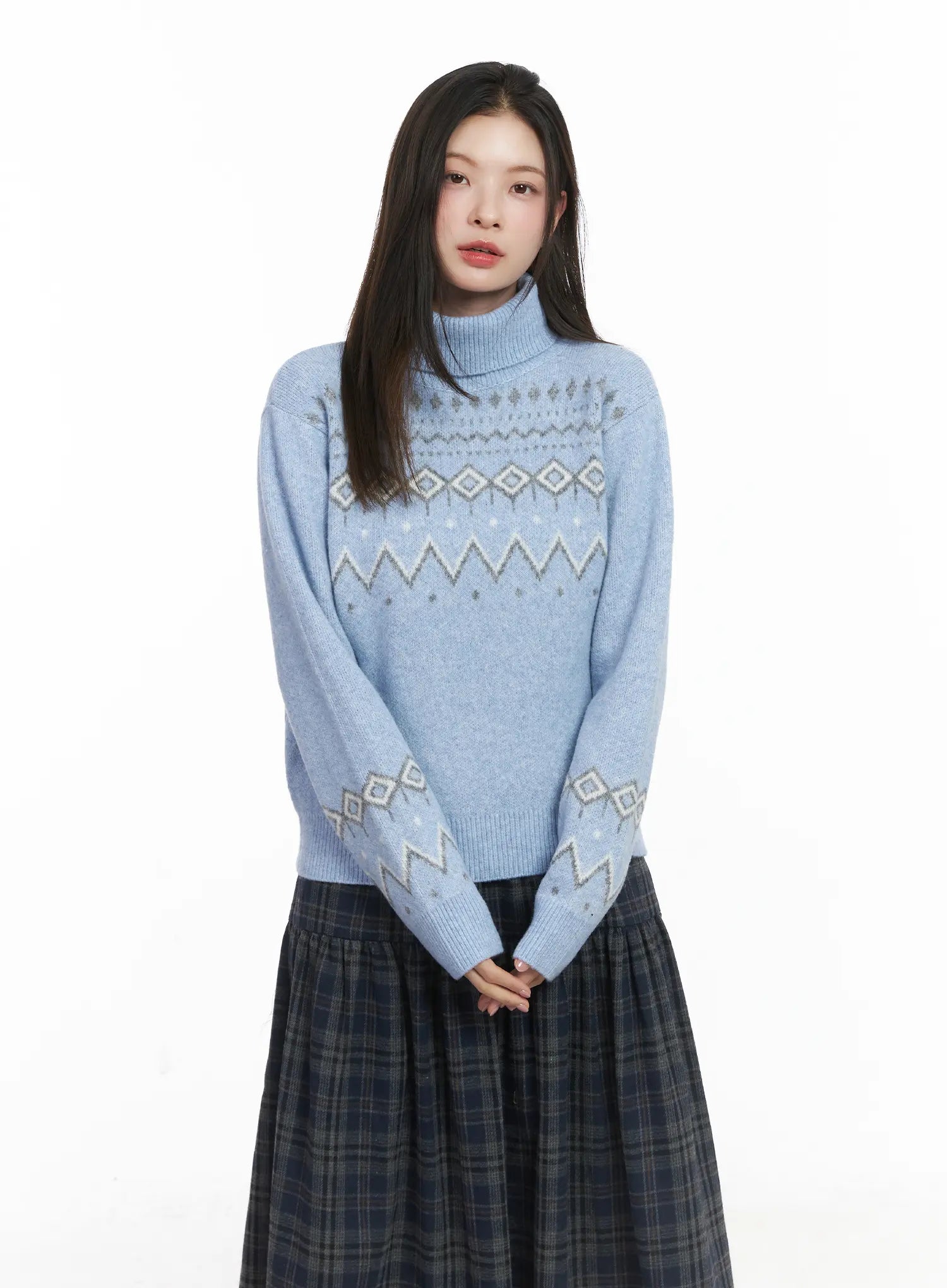 patterned-turtleneck-sweater-cj507 / Light blue
