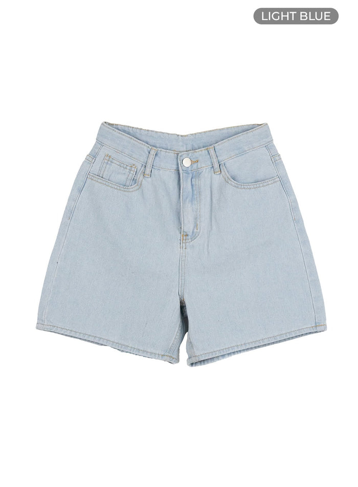 high-waist-blue-denim-shorts-ou413 / Light blue