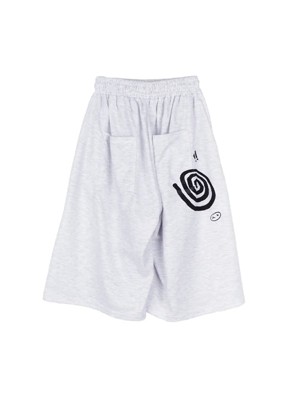graphic-print-sweat-shorts-ca524 / Light gray