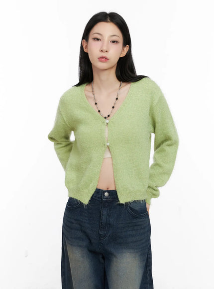 cozy-open-front-knit-cardigan-cg526 / Light green