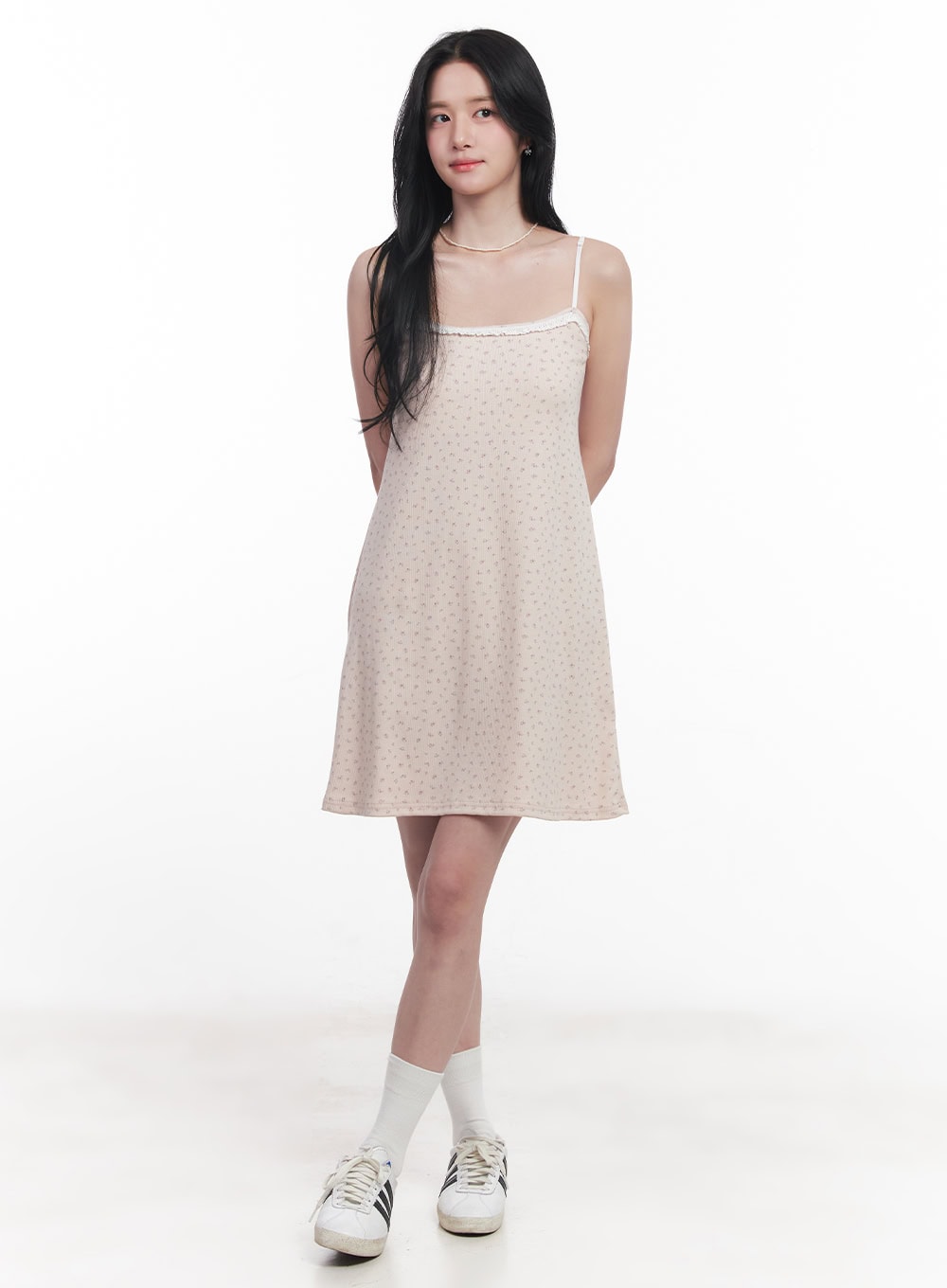 floral-lace-padded-cami-mini-dress-cy523 / Light pink