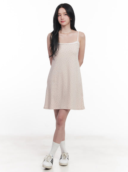 floral-lace-padded-cami-mini-dress-cy523 / Light pink