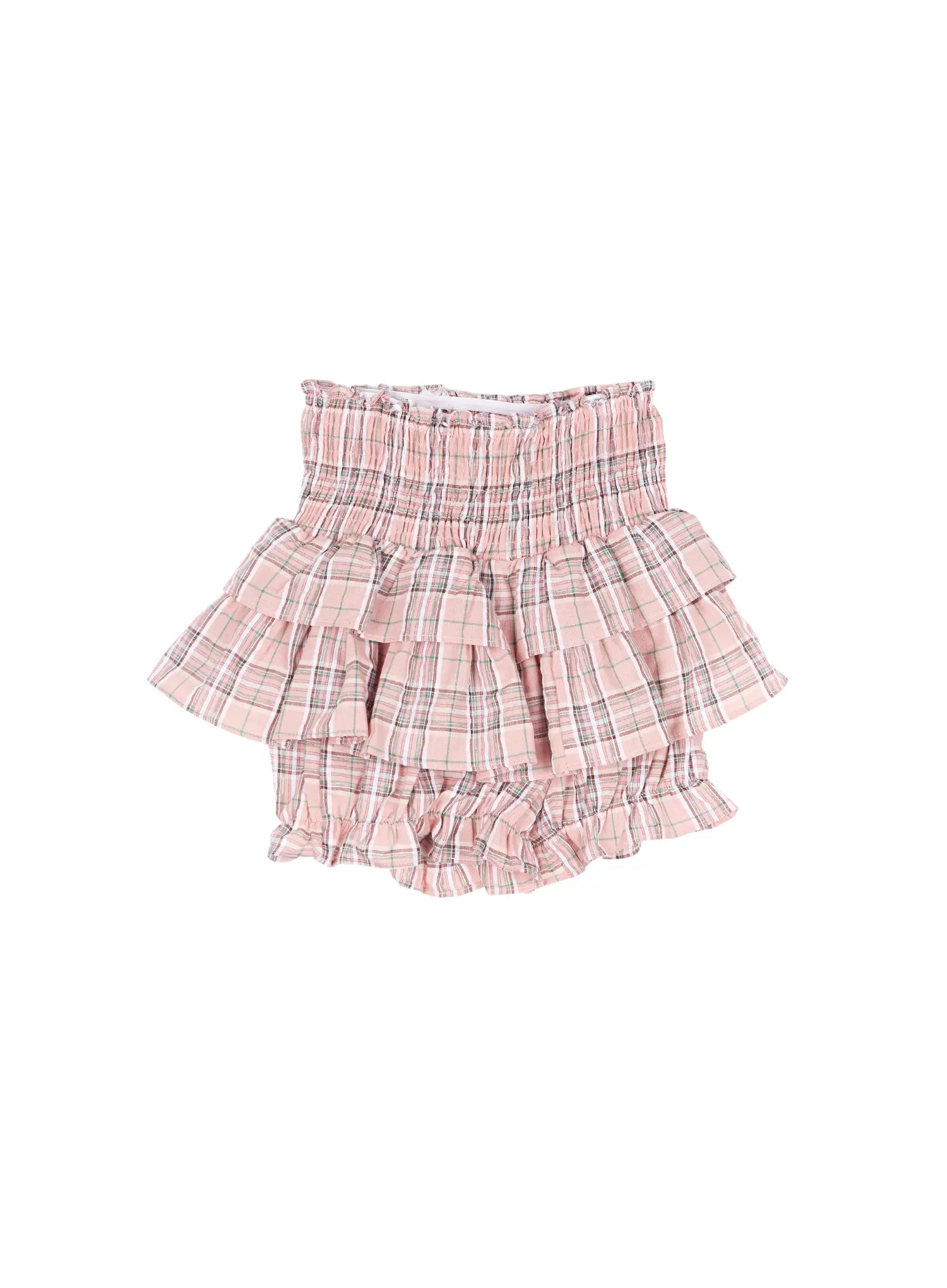 plaid-tiered-mini-skirt-cy518 / Light pink