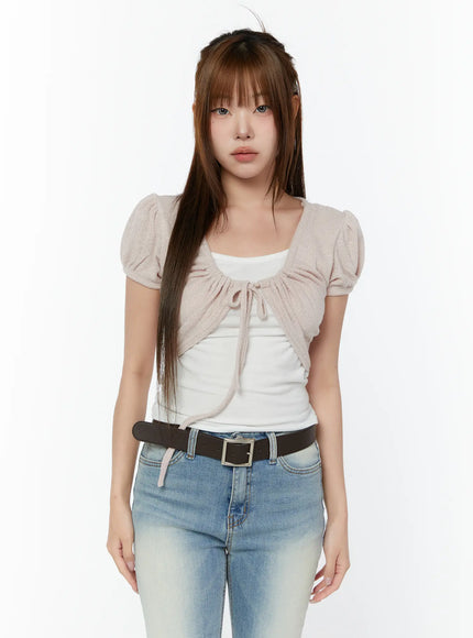 chic-bolero-short-sleeve-set-cy518 / Light pink