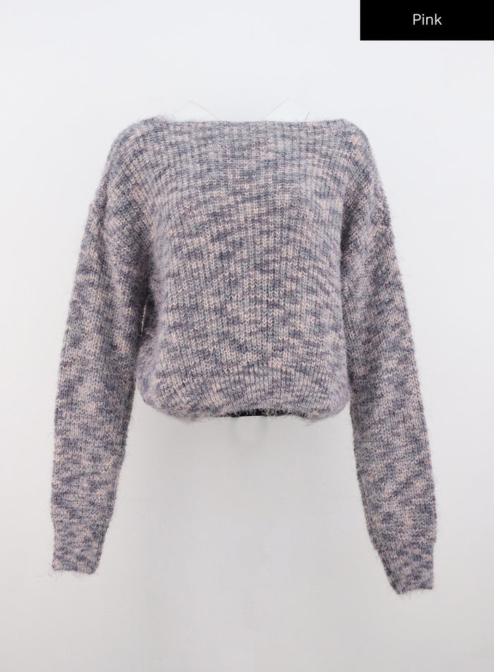 boat-neck-knit-sweater-cn324 / Pink