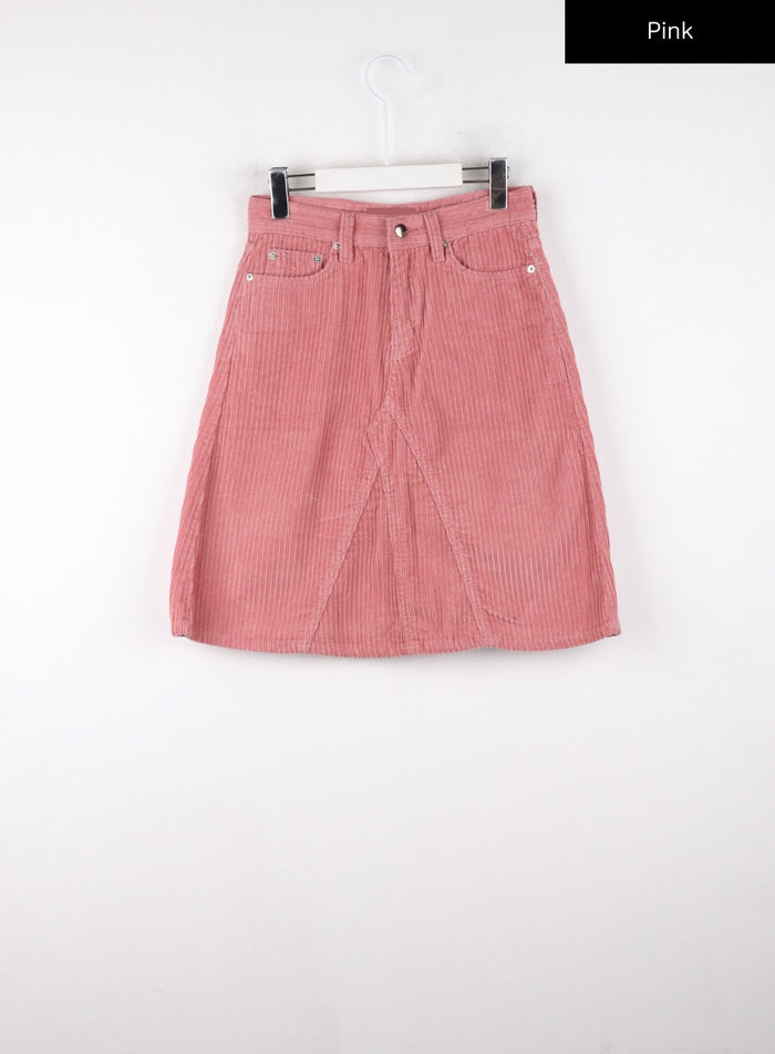 corduroy-solid-mid-skirt-cd328 / Pink