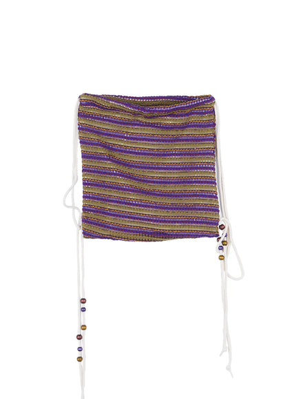 striped-drawstring-knit-backpack-cl522 / Purple