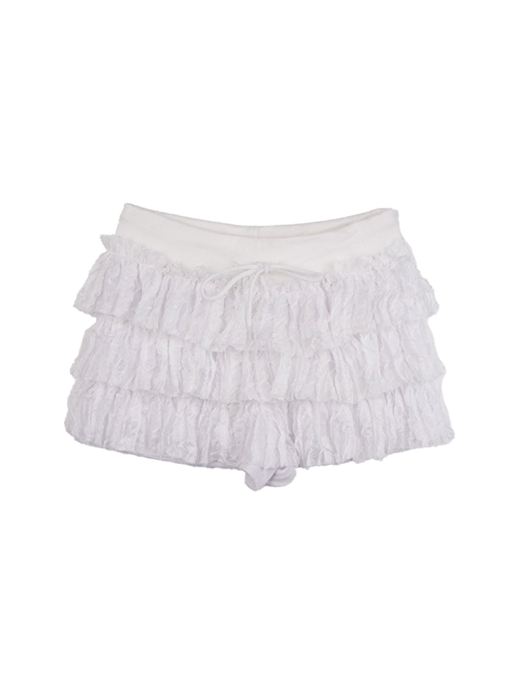 lace-ruffle-trim-mini-skirt-cd419 / White