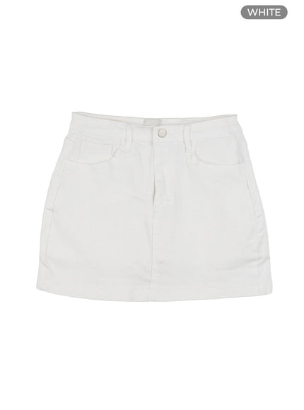 basic-cotton-mini-skirt-ol417 / White