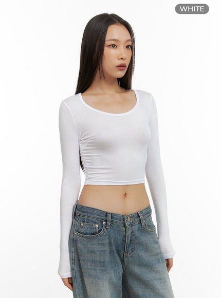 basic-long-sleeve-crop-top-co424 / White