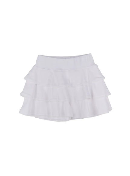 lace-ruffle-mini-skirt-cu518 / white