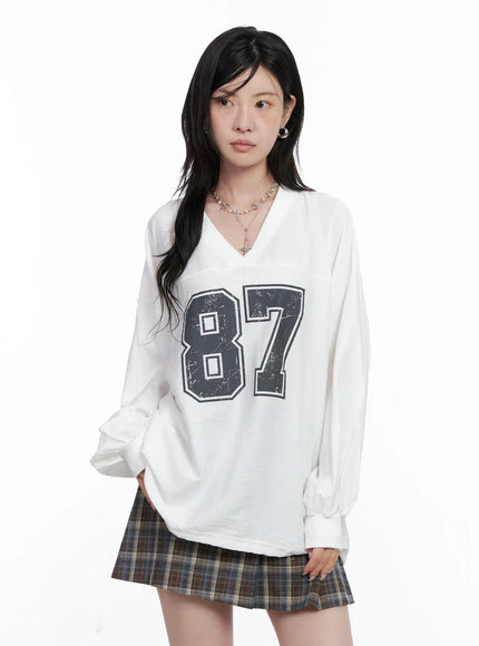 87 Oversized V-Neck Pullover Top CS526