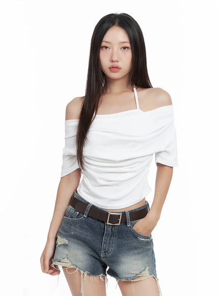 draped-off-shoulder-top-cl508 / White