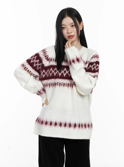 nordic-pattern-knit-sweater-cj520 / White