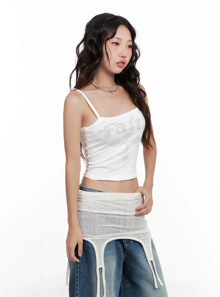Y2K Cropped Rhinestone Tank CL521