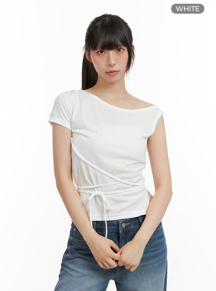 solid-ribbon-wrap-shirt-cl422 / White