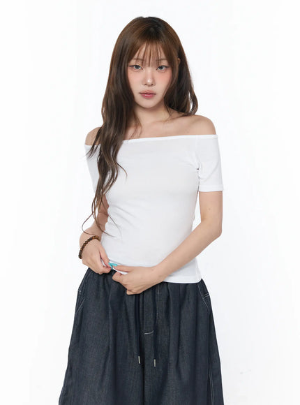 basic-off-shoulder-short-sleeve-tee-cy529 / White
