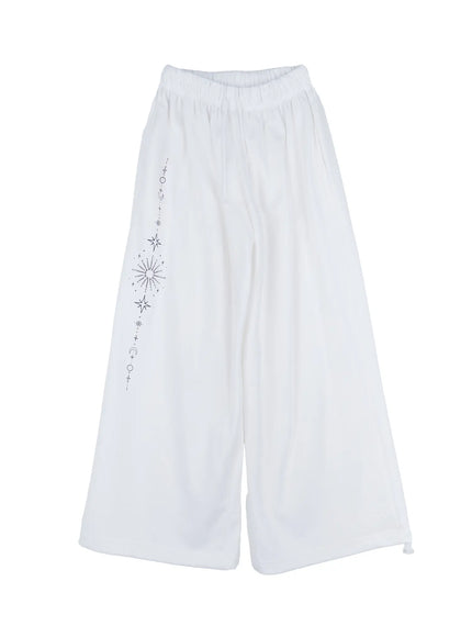 embellished-wide-leg-sweatpants-cl518 / White