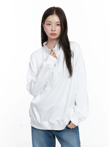 oversized-half-zip-pullover-co506 / White