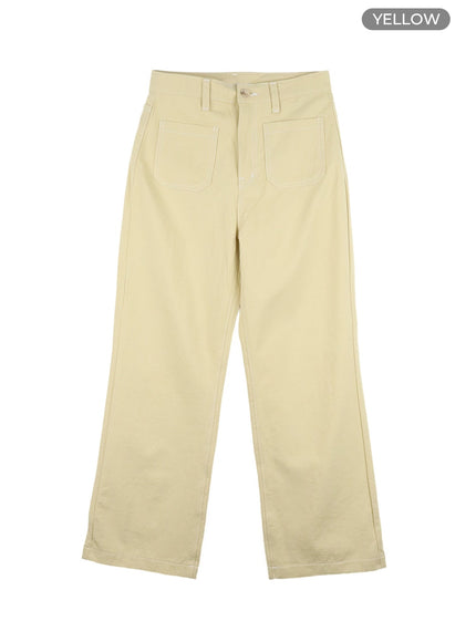 front-pockets-straight-fit-pants-oa419 / Yellow