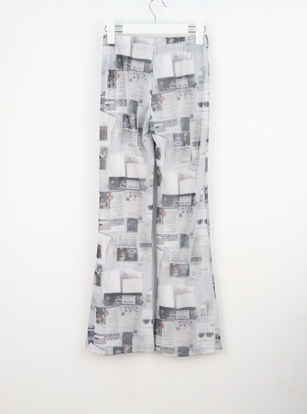 Newspaper Print Pants CY308