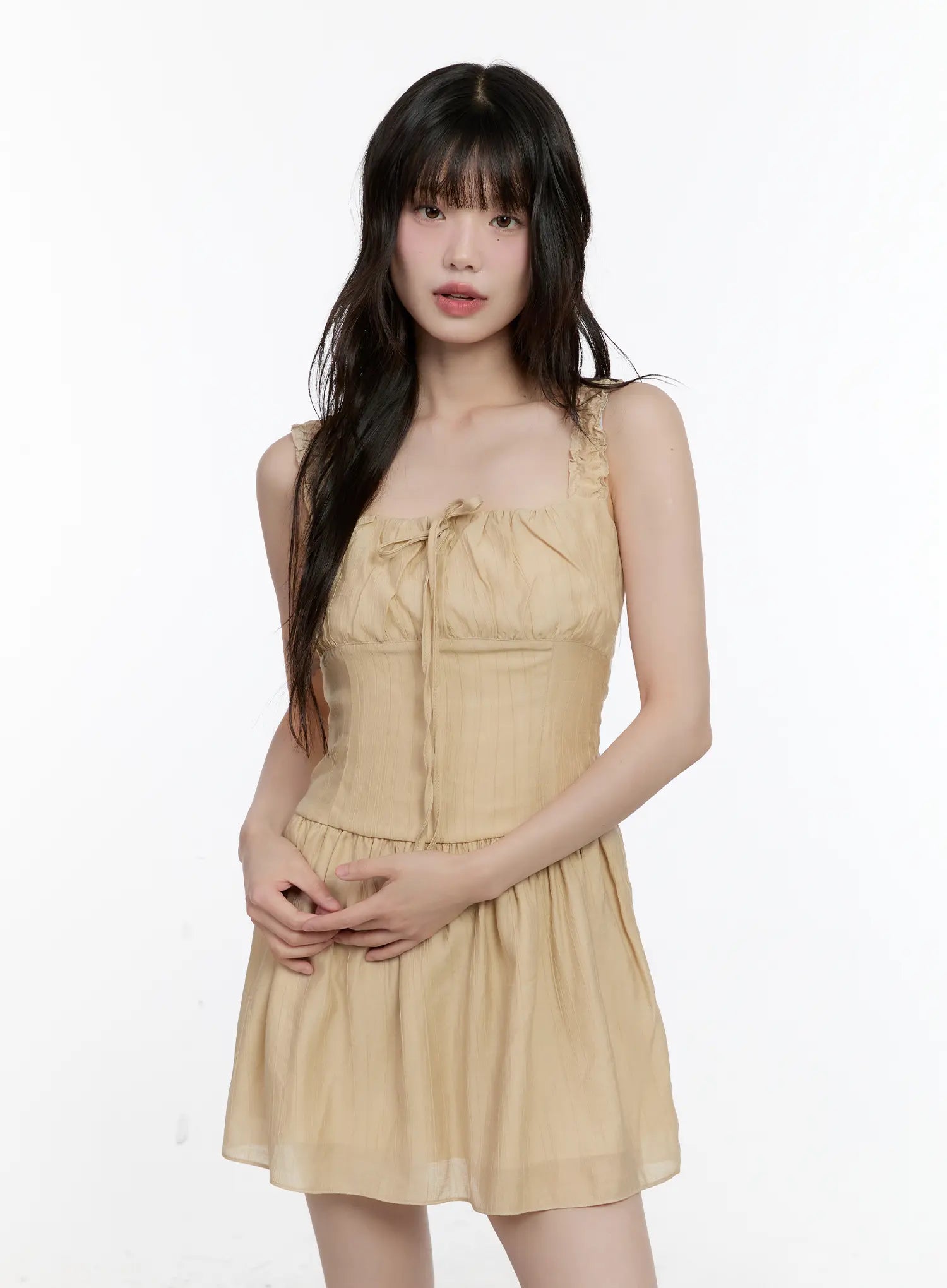 casual-babydoll-mini-dress-cl507 / Beige