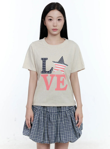 relaxed-fit-love-graphic-t-shirt-cg501 / Light beige