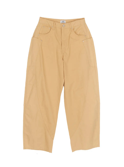 low-rise-wide-cotton-pants-ca507 / Beige