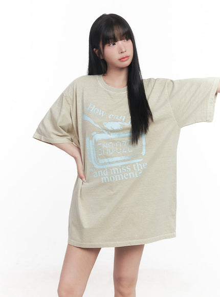 graphic-oversize-cotton-t-shirt-cy527 / Beige