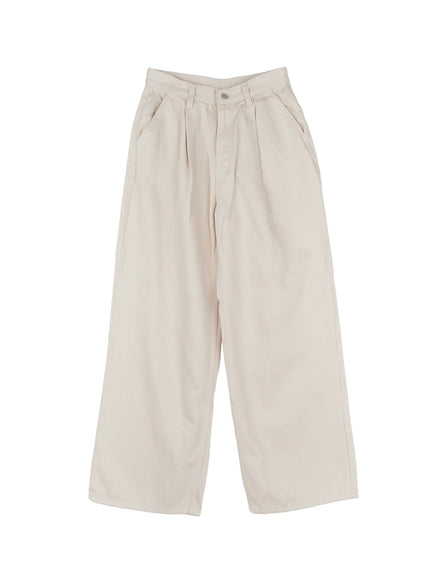 wide-leg-pintuck-trousers-cg521 / Beige