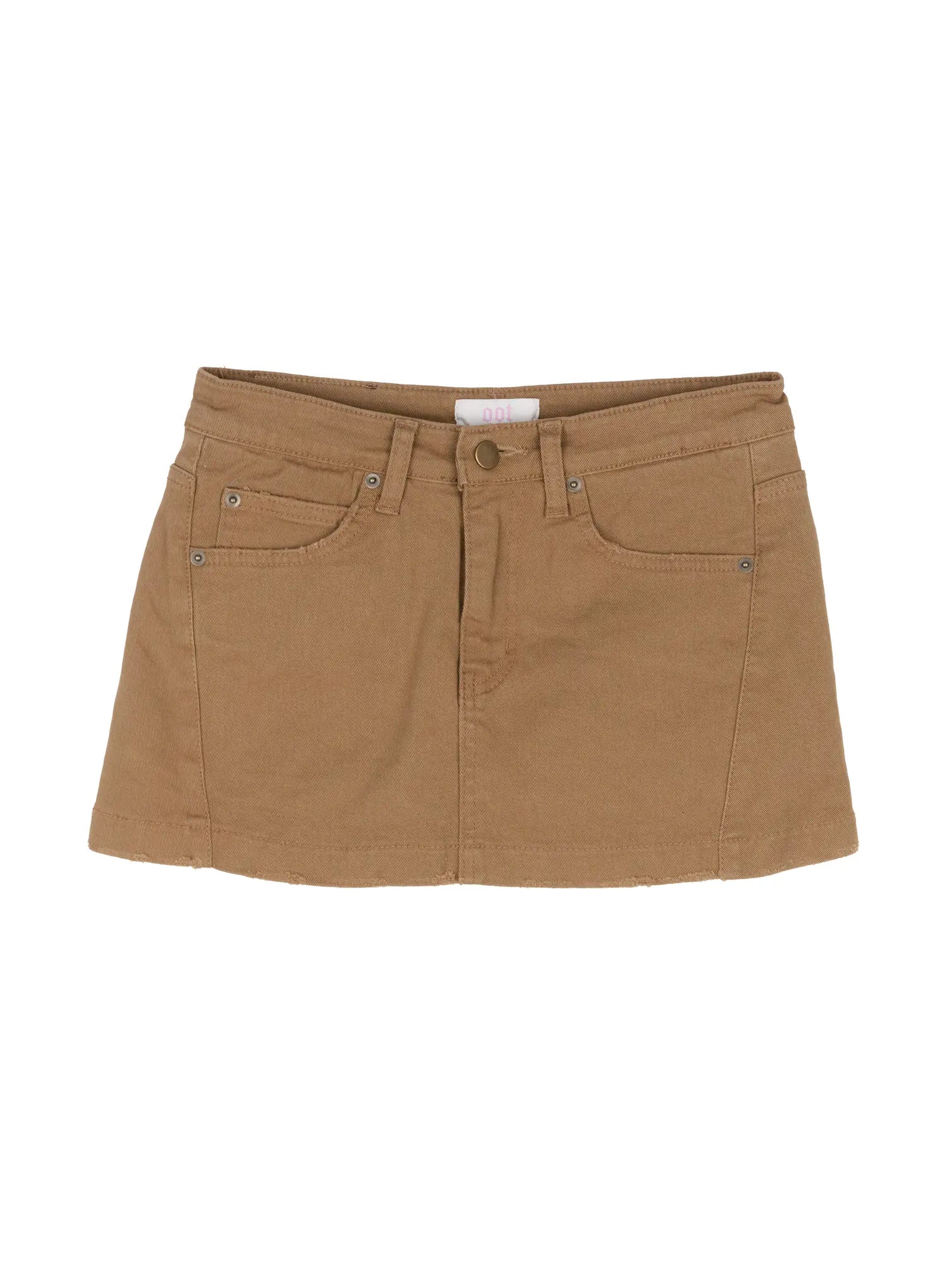 distressed-cotton-mini-skirt-cn527 / Beige