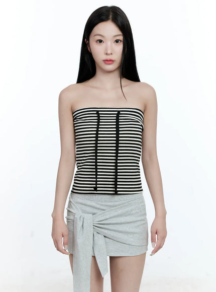 striped-ribbed-tube-top-cg511 / Black