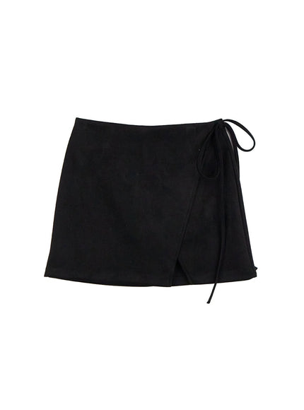 slim-fit-ribbon-mini-skirt-cd423 / Black