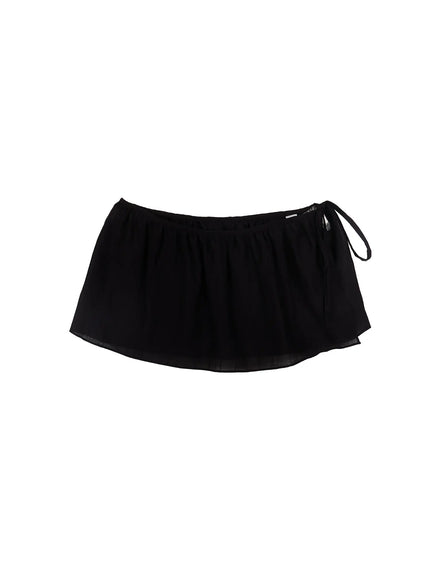 layered-wrap-mini-skirt-cm505 / Black