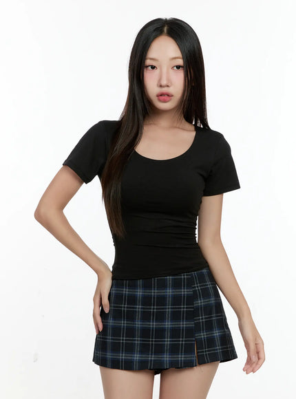 u-neck-fitted-short-sleeve-tee-cg501 / Black