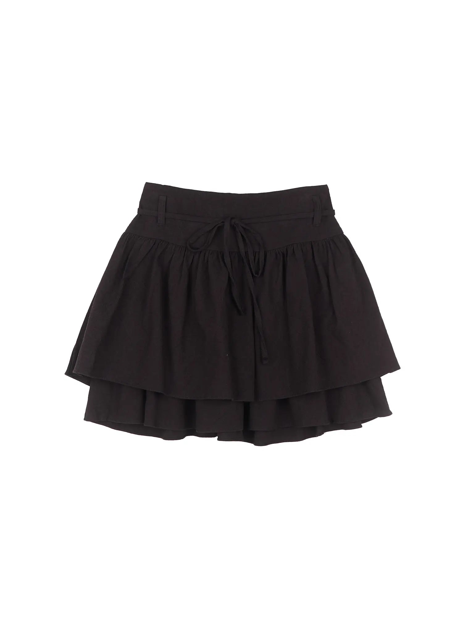 flirty-ribbon-flared-mini-skirt-cu523 / Black