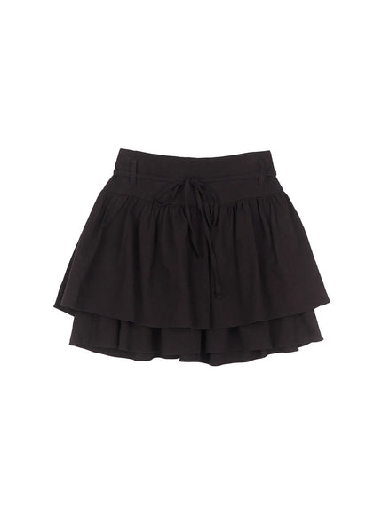 flirty-ribbon-flared-mini-skirt-cu523 / Black